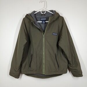 Lands End Jacket Boys Large Green Nylon Hooded Zip Outdoor Gorpcore